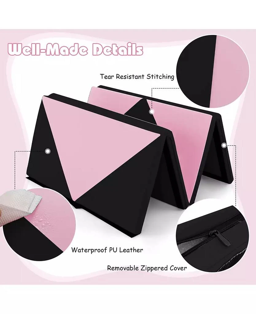 SUGIFT 8 Feet PU Leather Folding Gymnastics Mat with Hook and Loop Fasteners 7