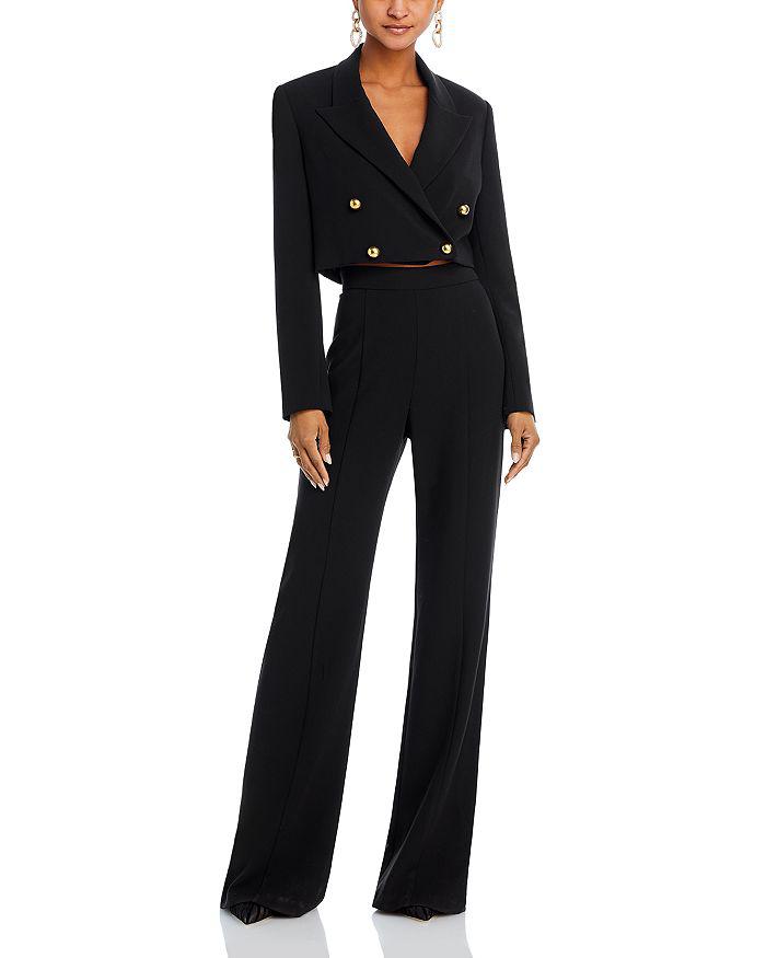 Black Halo Hugo Cropped Blazer and Wide Leg Pants Set