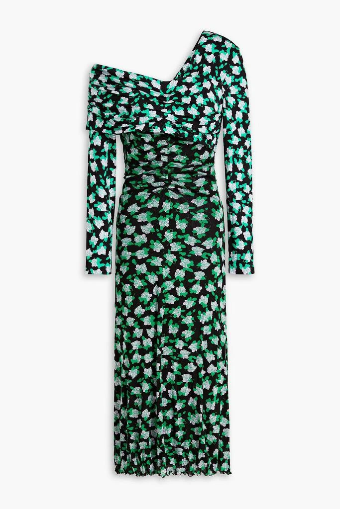 Diane von Furstenberg Leia one-shoulder floral-print jersey and stretch-mesh midi dress