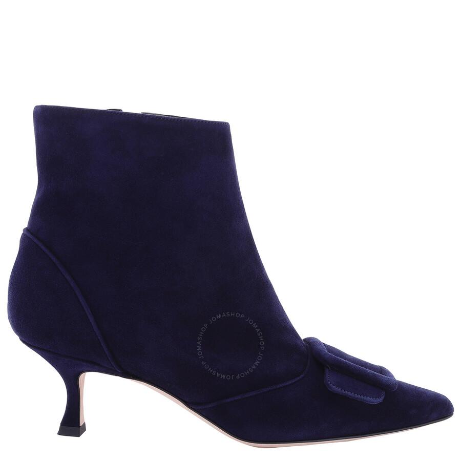 Manolo Blahnik Navy Baylow 50 Ankle Boots