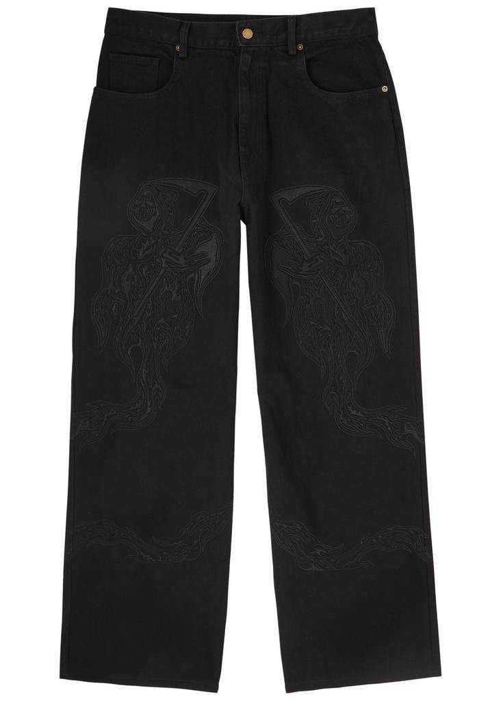 Warren Lotas Embroidered straight-leg jeans