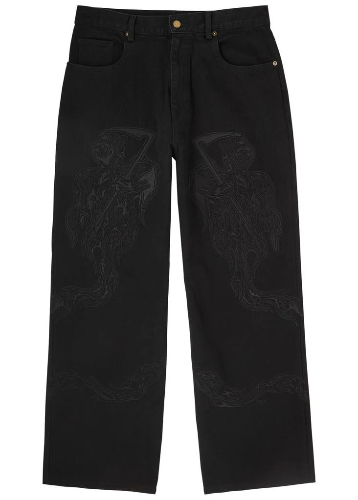 Warren Lotas Embroidered straight-leg jeans 1