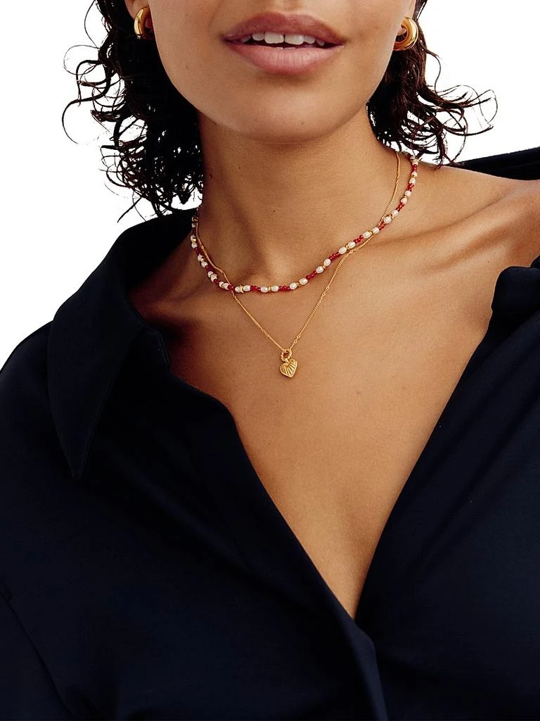 Missoma Savi 18K-Gold-Plated, Garnet & Freshwater Pearl Beaded Necklace 3