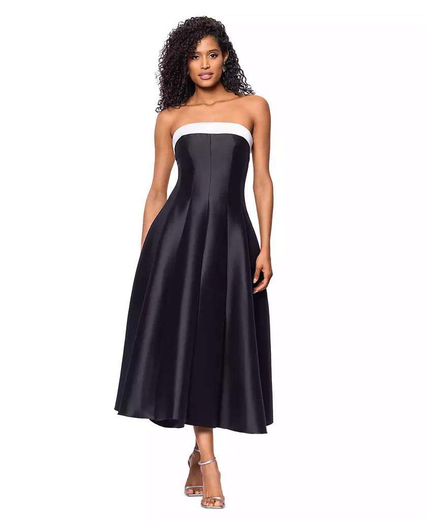Betsy & Adam Women's Strapless Satin Mikado Party Dress