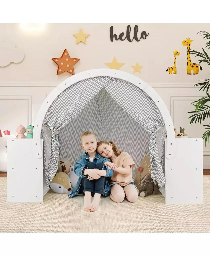 Slickblue Kids Play Tent with Curtain Shades and 8 Cubbies 2