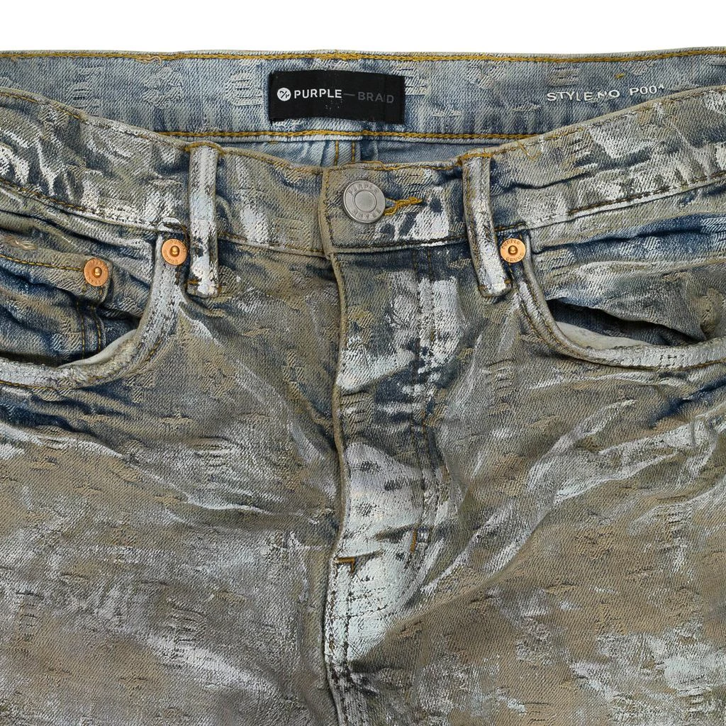 Purple Brand JACQUARD MONOGRAM HOLOGRAPHIC EARTH SKINNY JEANS 6
