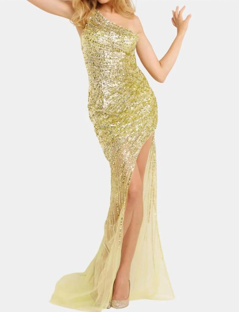 lace and silk prom dress Off-The-Shoulder Floral Lace High Split Prom Dresses COCOMELODY CS0791 main image 1