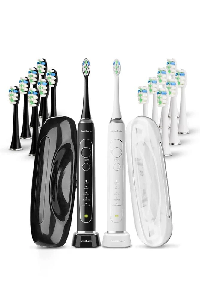AquaSonic Elite Duo Ultra-Whitening Toothbrush Set - Black 
White 5