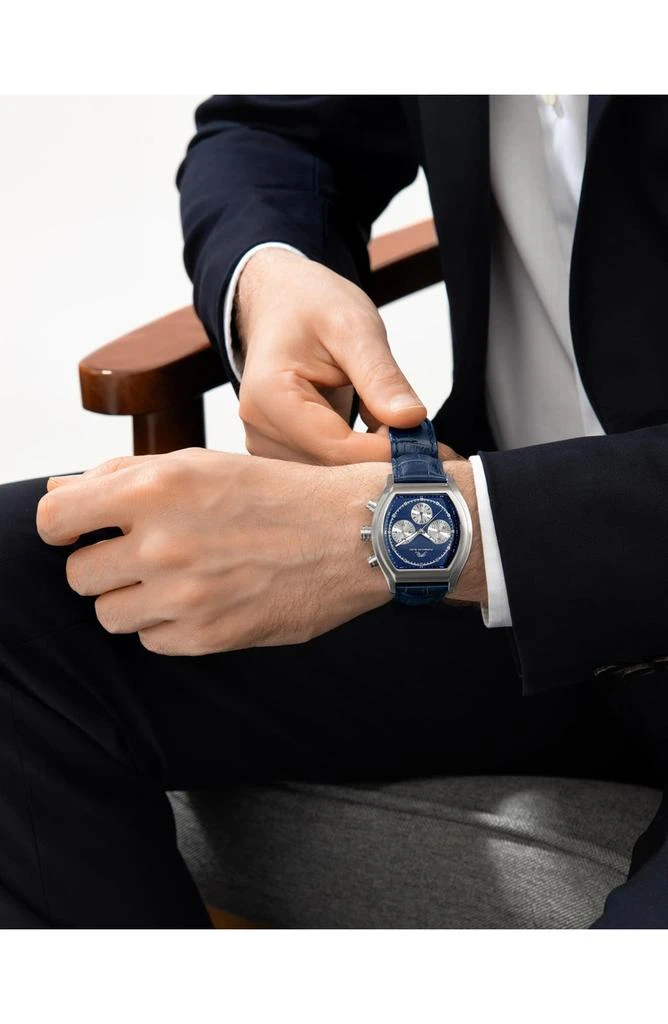 Porsamo Bleu Roman Chronograph Croc Embossed Leather Strap Watch, 42mm 2