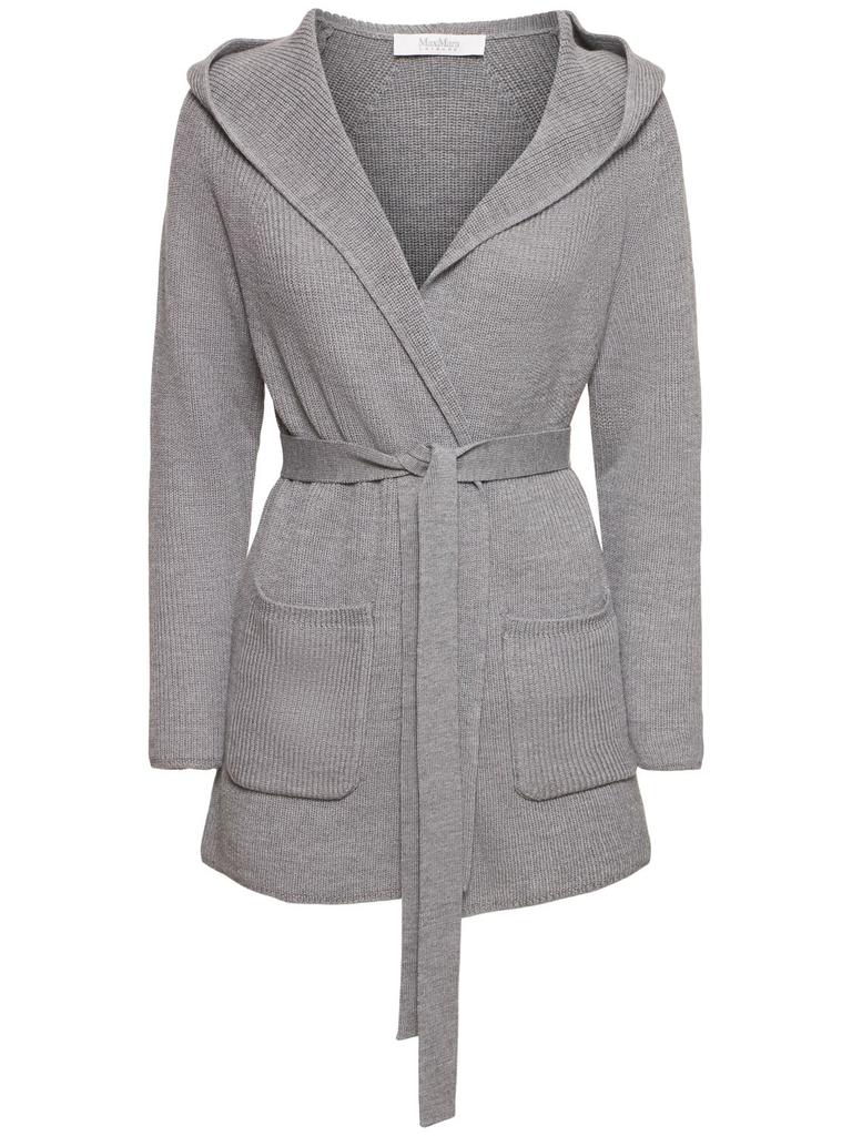 Shop Finezza Belted Wool Knit Short Coat on Sale at