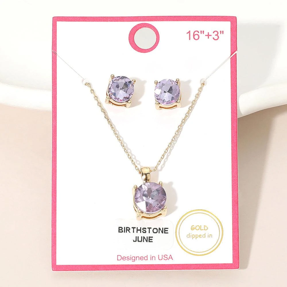 FASHNZFAB JUNE - Gold Dipped Birthstone Pendant Necklace