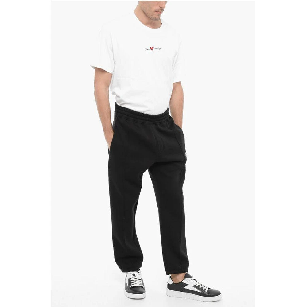 Neil Barrett Fleeced Cotton Blend Loose Fit Joggers with Thunderbolts Men's Emb 4