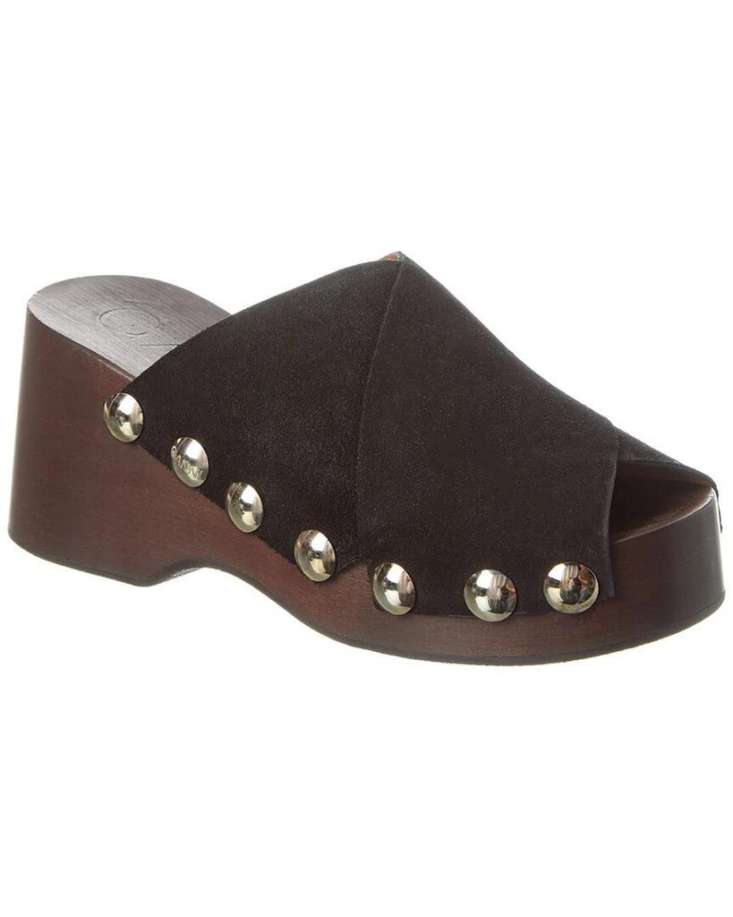 Ganni Retro Peep Toe Suede Clog 1