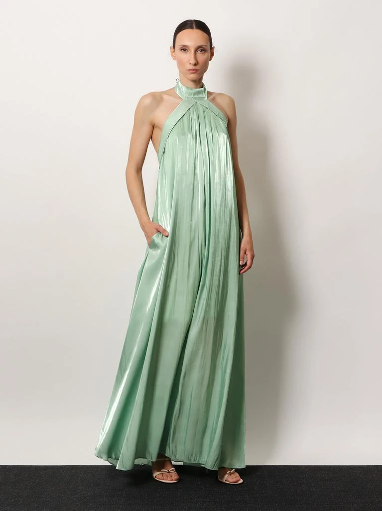 ACTUALEE Flared satin long dress 2
