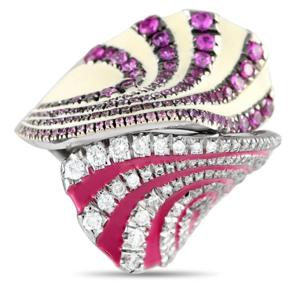 AURELIA 18K White Gold 1.20ct Diamond and Sapphire Enamel Statement Ring AU11-121624 1