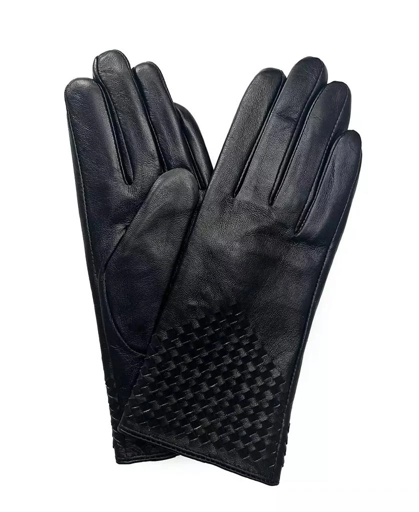 MARCUS ADLER Women
s Woven Genuine Leather Touchscreen Glove 1