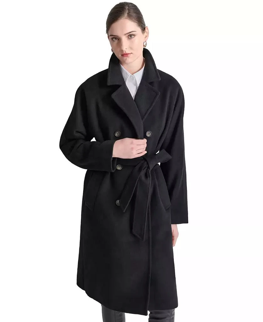 DKNY Women's Double-Breasted Belted Wrap Coat 6