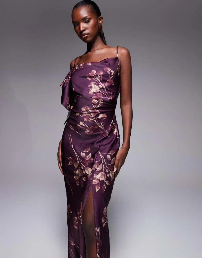 knee length dresses for ladies Asymmetrical Open Back Draped Midi Dress main image 0