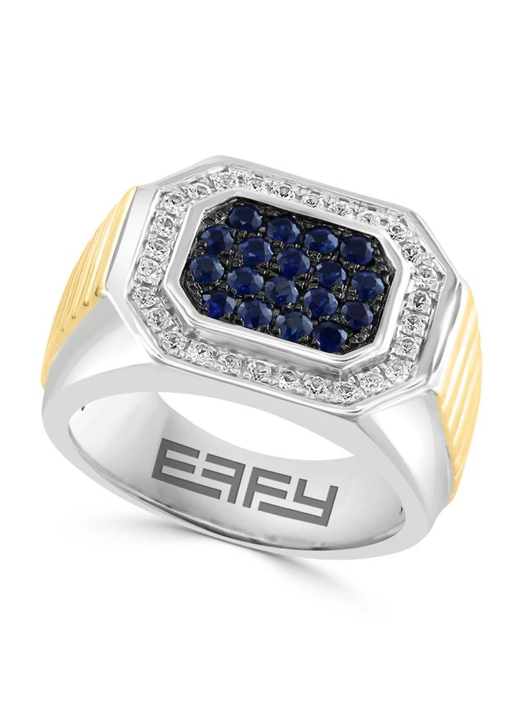 Effy Two Tone Sterling Silver 
Sapphire Signet Ring
