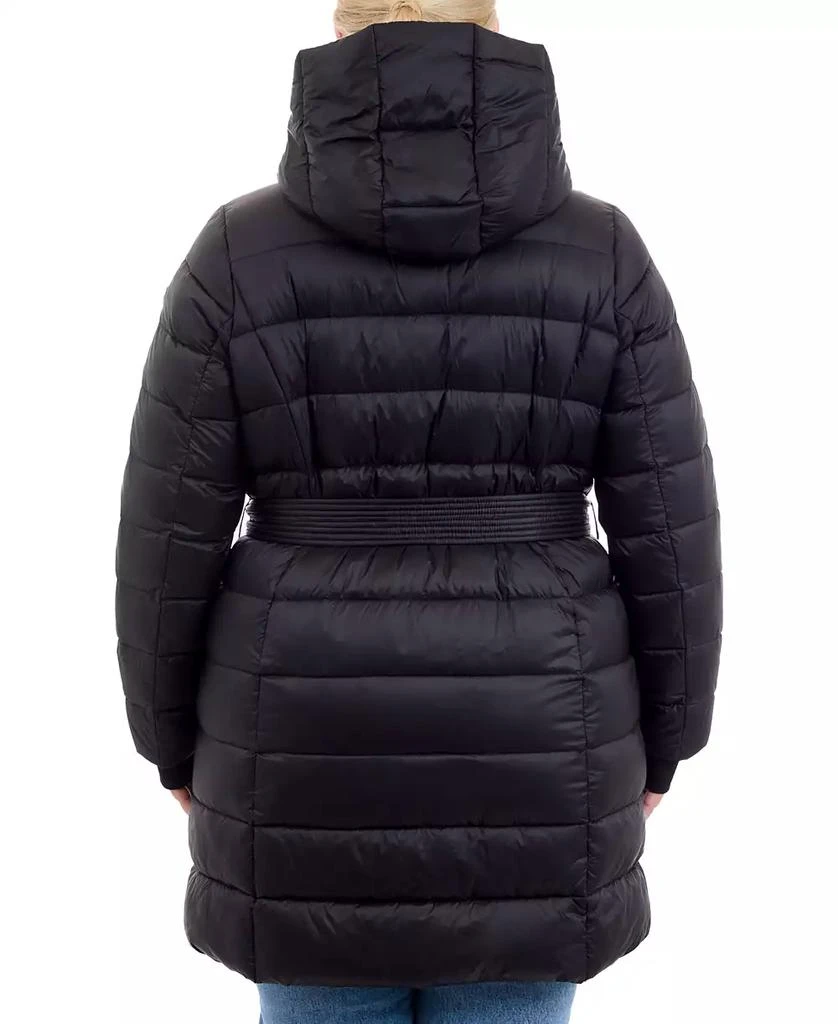 Michael Kors Plus Size Hooded Belted Down Puffer Coat, Created for Macy's 2