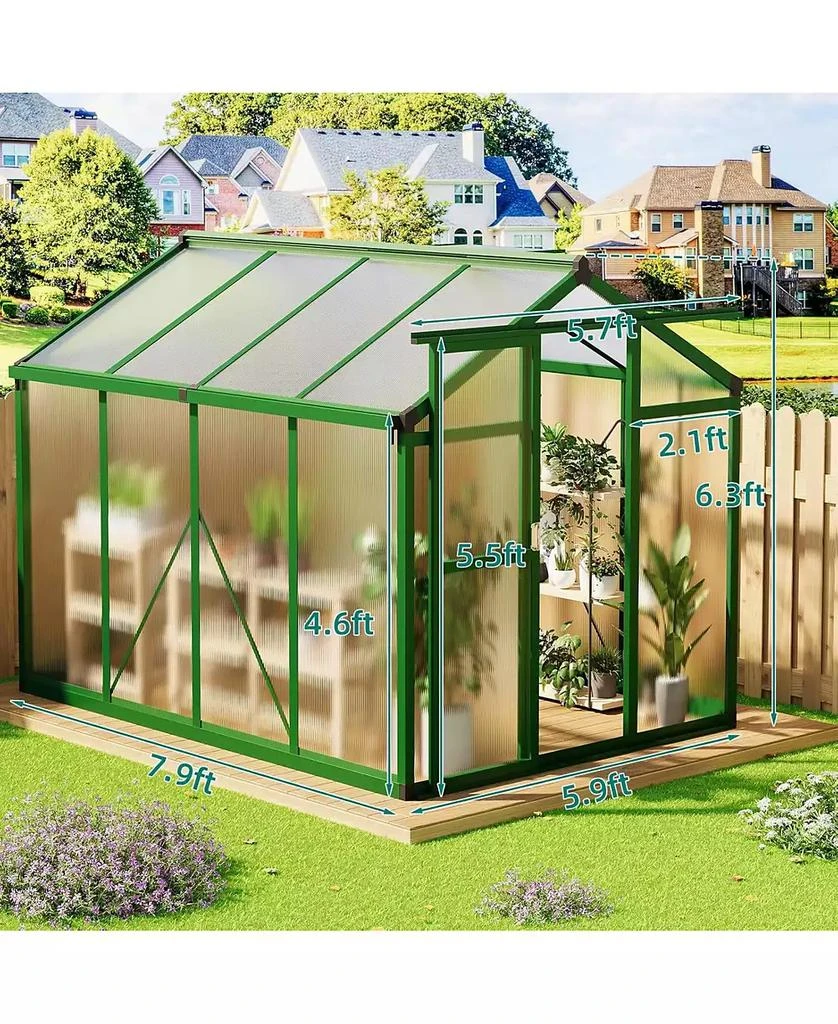 gaomon Walk-In house, Polycarbonate Panels, Adjustable Roof Vent 
Sliding Door, Aluminum Frame, Garden 
Patio 3