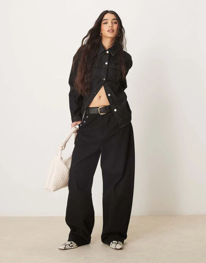 ASOS ASOS DESIGN cinch waist denim shirt in black 2