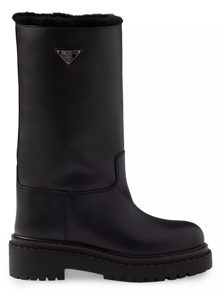 Prada Leather and Shearling Boots 1