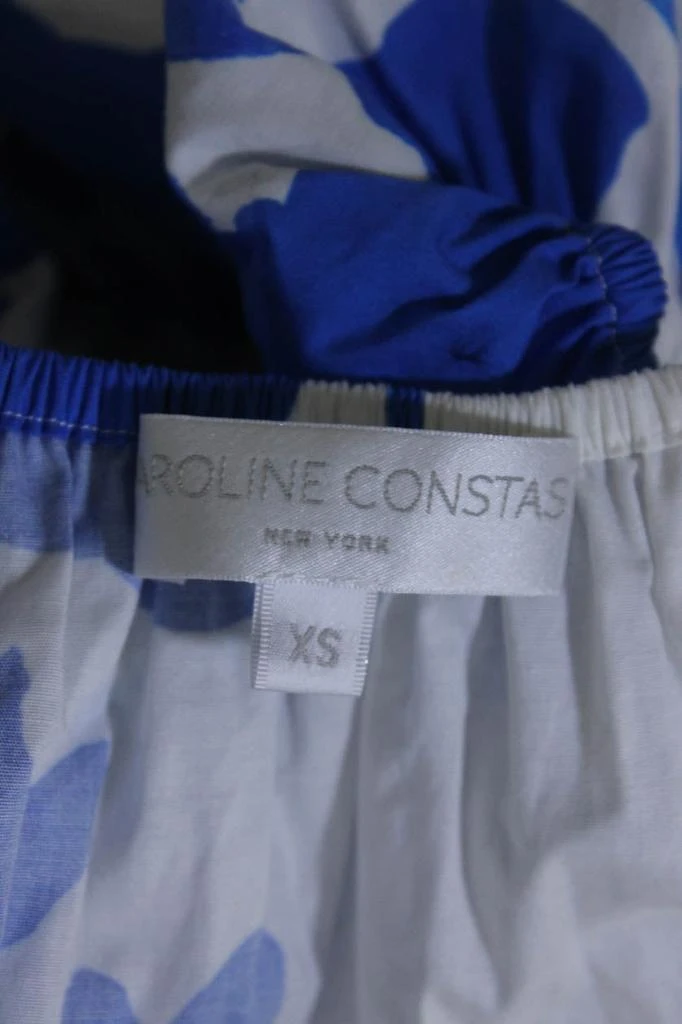 CAROLINE CONSTAS Womens Short Sleeves Dress White Blue 6