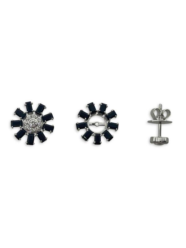 HUEB 18K White Gold, Onyx & Diamond Stud Earring