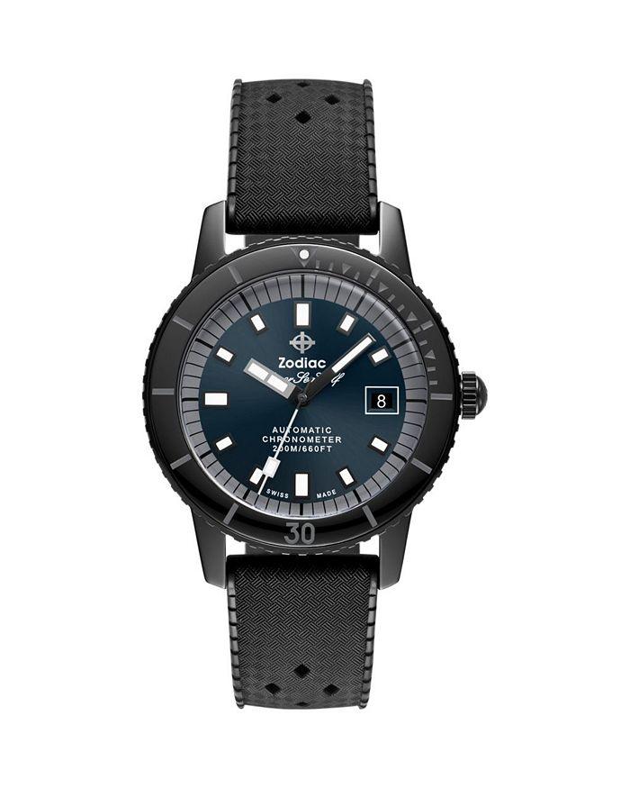 ZODIAC Ceramic Compression Diver Automatic Rubber Strap Watch, 41mm