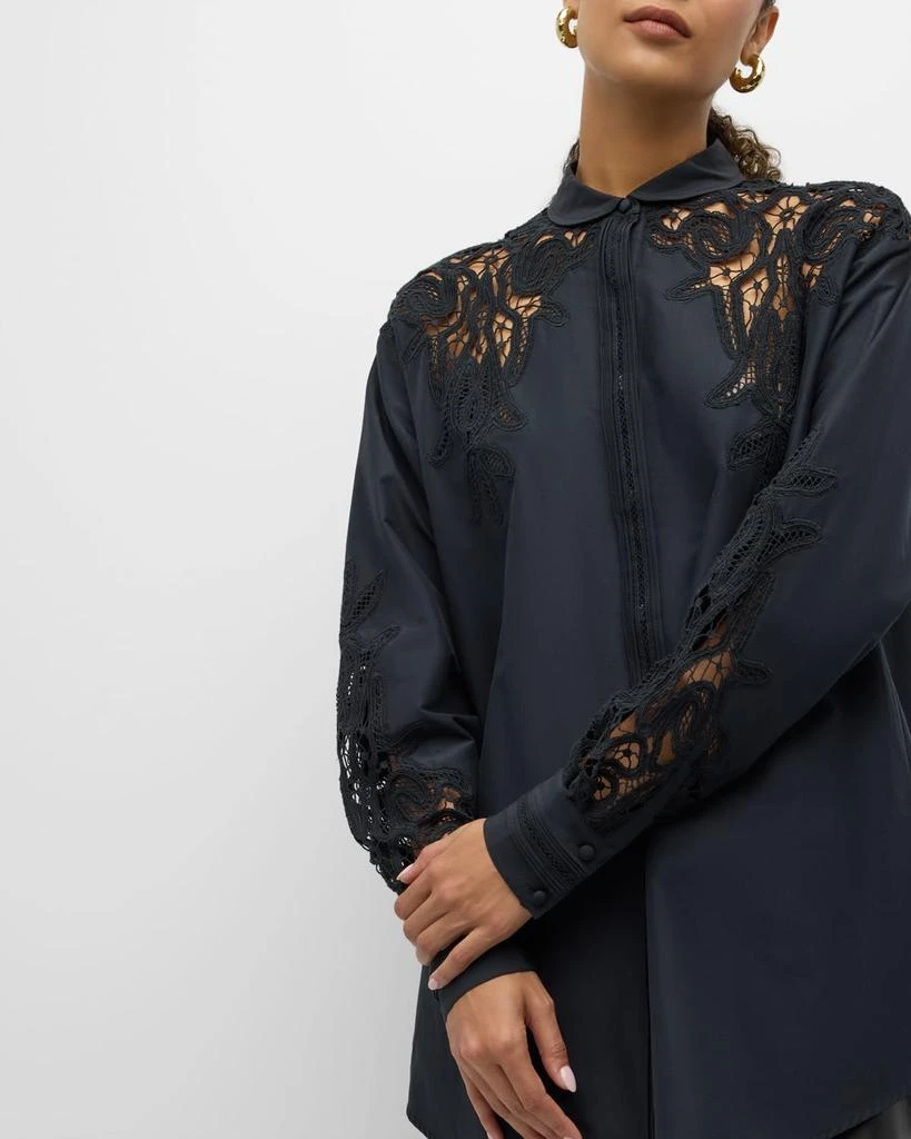 Ulla Johnson Harden Openwork Embroidery Cotton and Silk Tunic Shirt 6