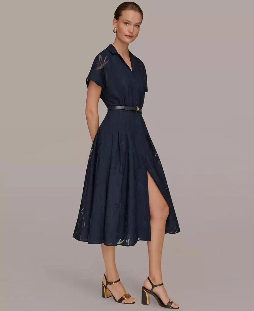 Donna Karan Women
s Floral Belted Midi Shirt Dress 3