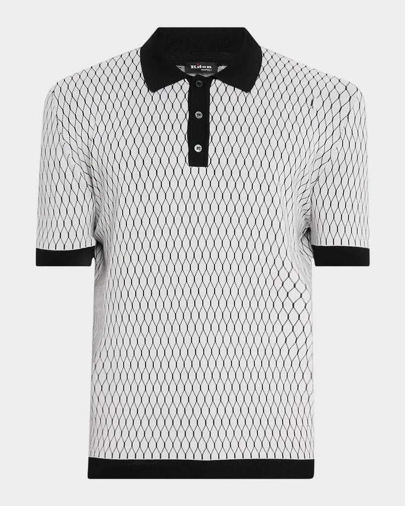 Kiton Men's Honeycomb Short-Sleeve Polo Sweater 1