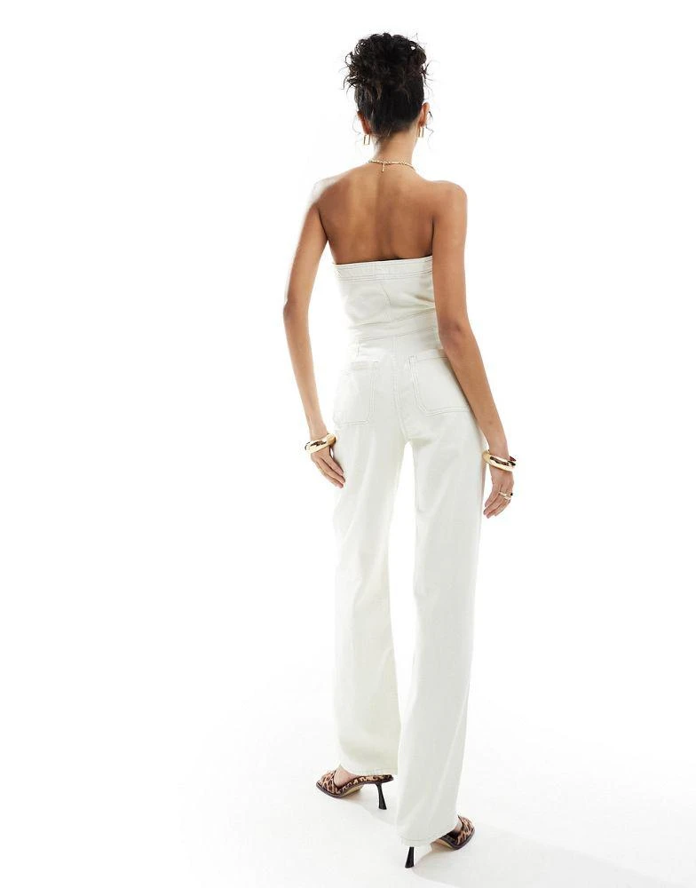 ASOS ASOS DESIGN strapless denim jumpsuit in off white 3