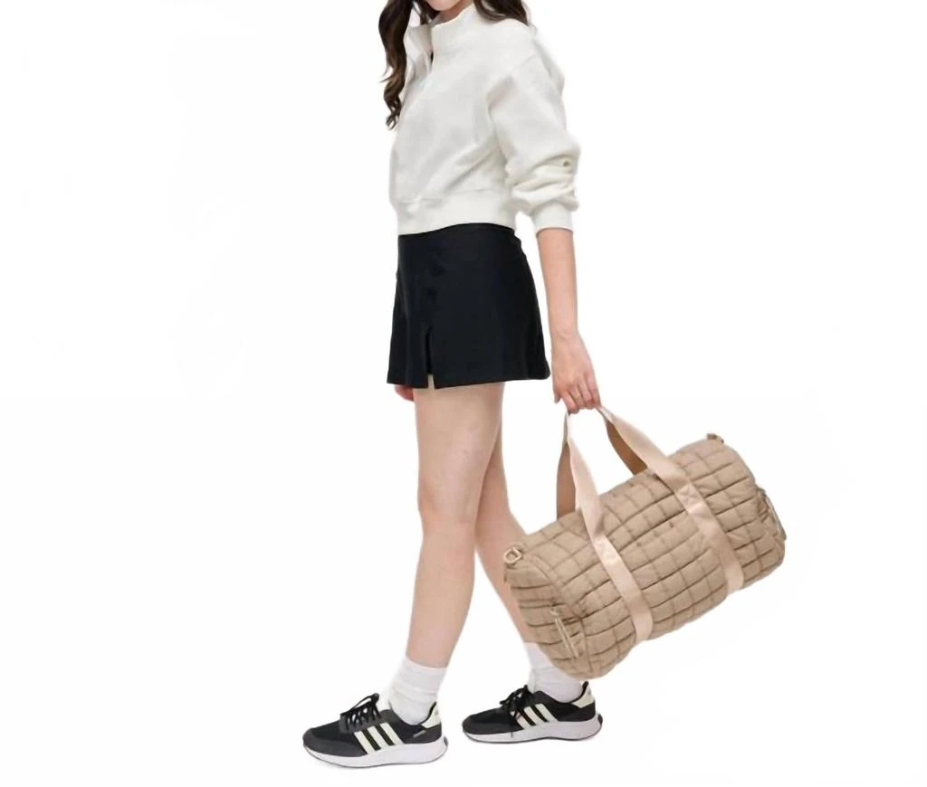 Urban Expressions Women's Quilted Puffer Duffel Bag In Beige 4