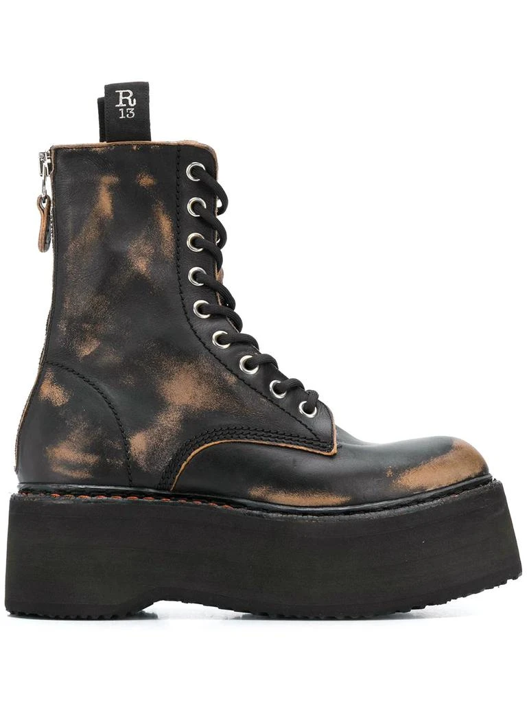 R13 distressed platform boots - unisex -  -  - Black 1