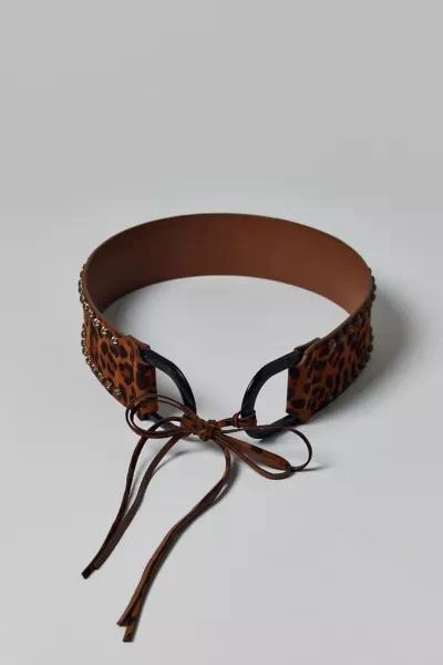 Urban Outfitters Studded Cheetah Animal Print Tie Belt 3
