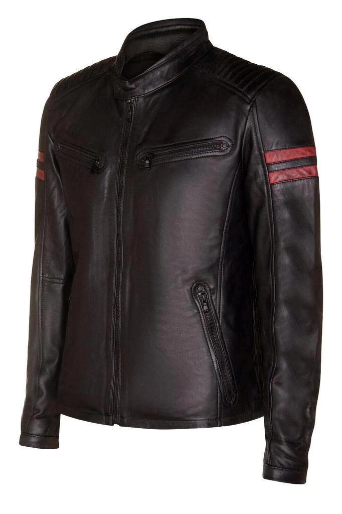 Infinity Leather Mens Black Leather Retro Bomber Jacket - Rome 2