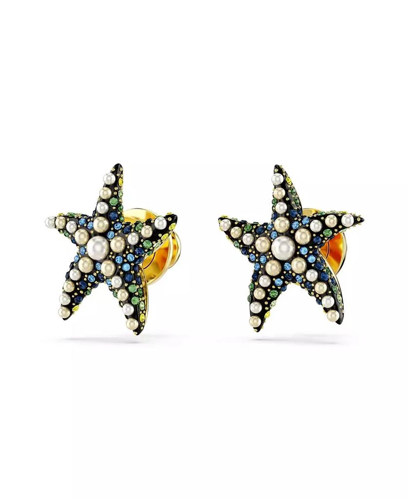 Swarovski Starfish, Small, Blue, Gold-Tone Idyllia Stud Earrings 4