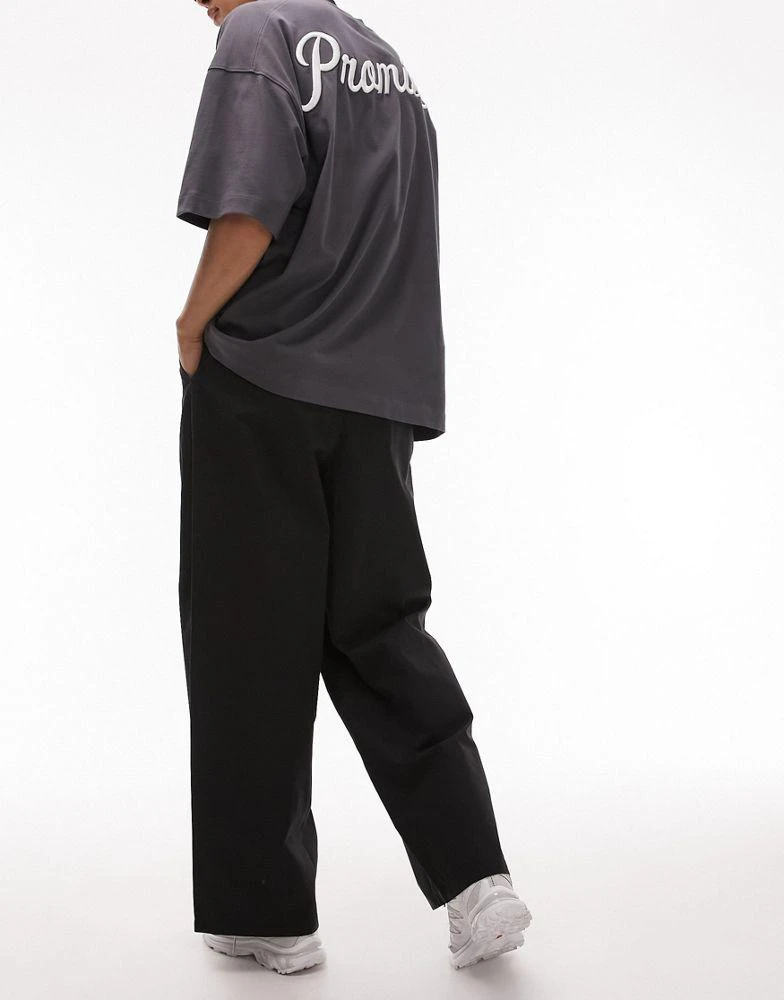 Topman Topman extra wide trousers in black 4