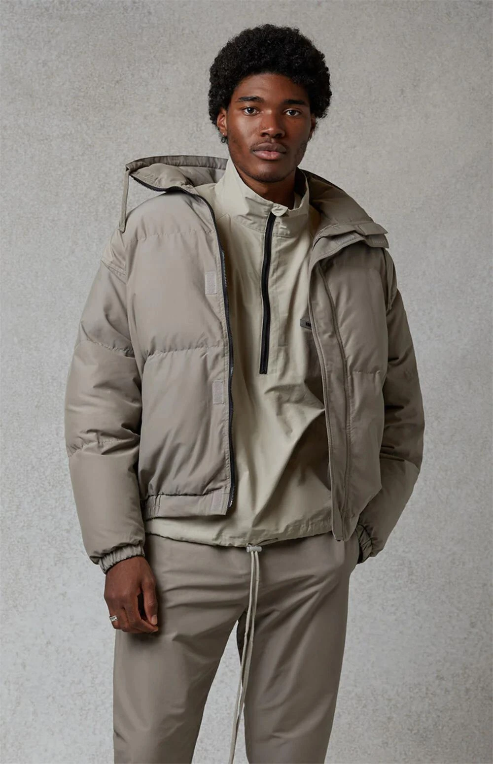 Essentials Taupe Puffer Jacket 2