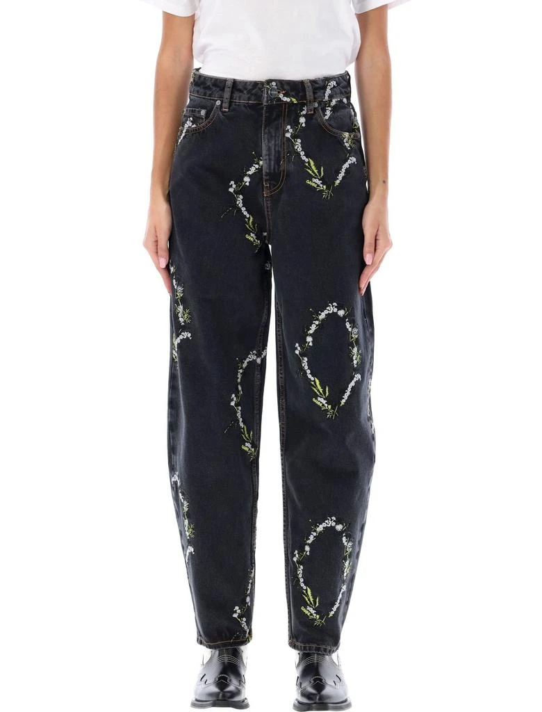 Ganni Ganni Floral Embroidered Tapered Jeans 1
