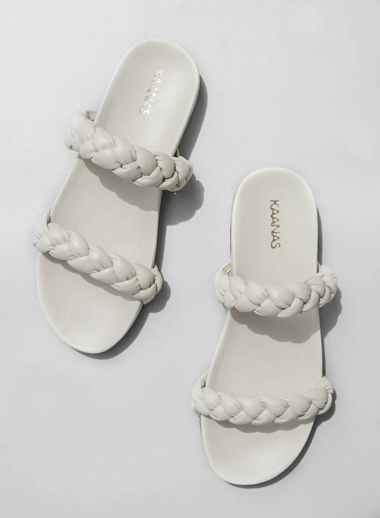 Kaanas Coco Chunky Braided Pool Slide In Off White