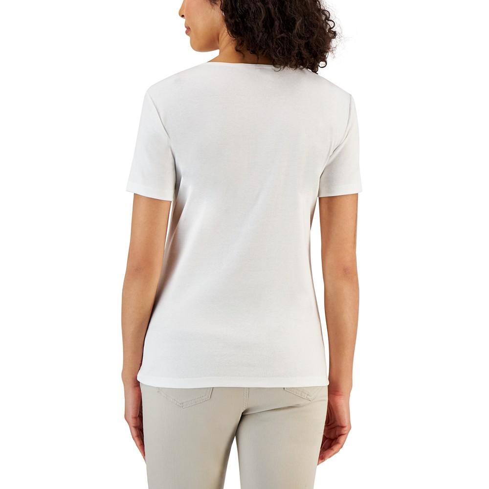 Karen Scott Petite Cotton Scoop-Neck Top, Created for Macy's