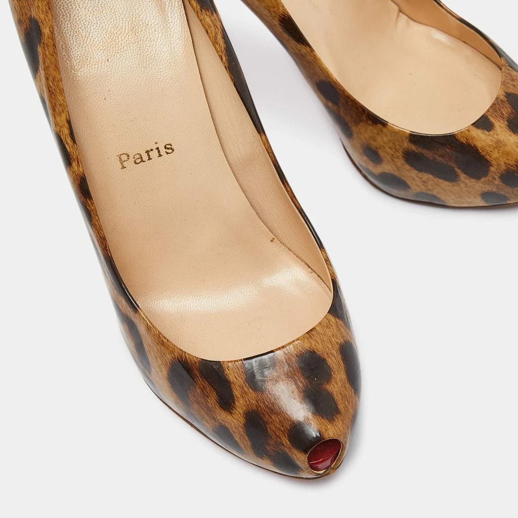 Christian Louboutin Christian Louboutin Brown/Beige Leopard Print Leather Ron Ron Peep Toe Platform Pumps Size 37.5 7