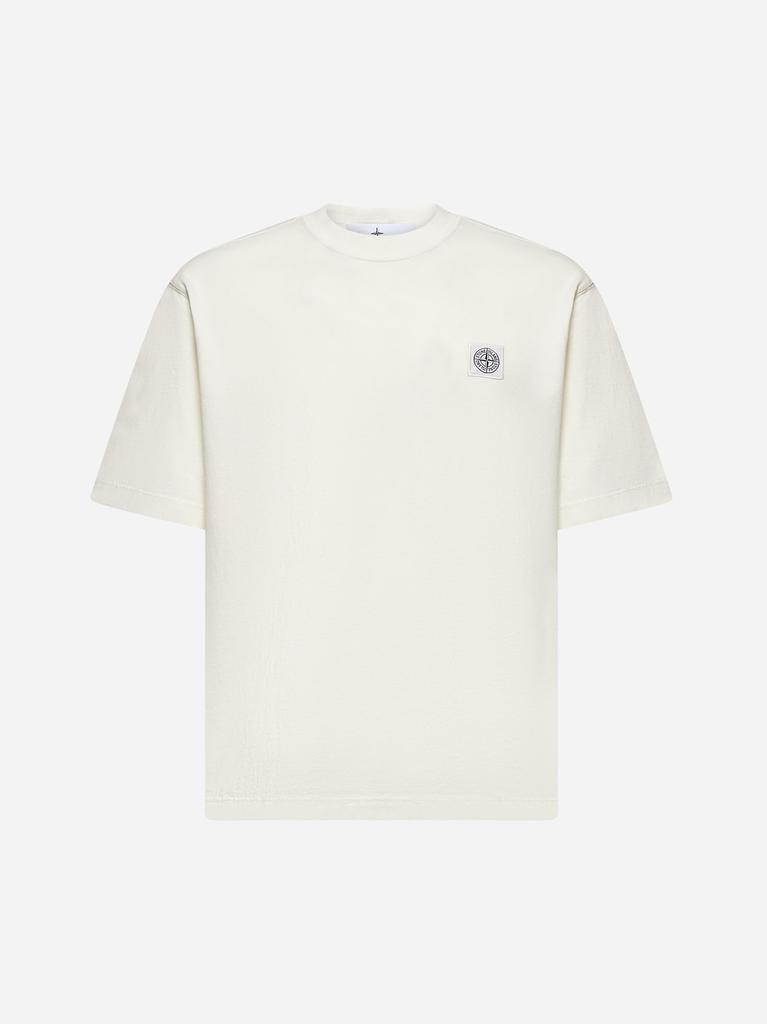 Stone Island Ivory cotton logo patch T-shirt