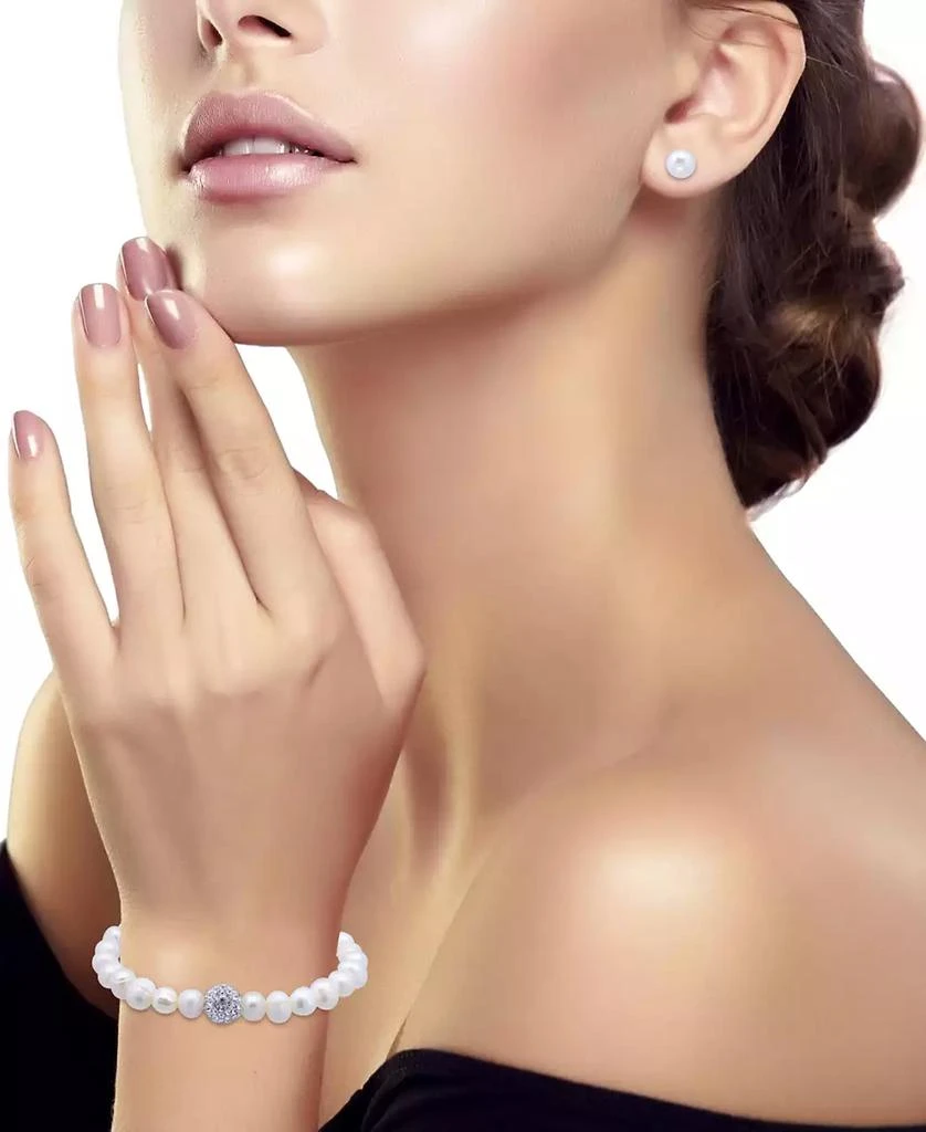 Macy's 2-Pc. Set Multicolor Cultured Freshwater Pearl (7mm) & Crystal Bracelet & Complementing White Cultured Freshwater Pearl (7mm) Stud Earrings in Sterling Silver (Also in All-White Cultured Freshwater Pearl), Created for Macy's 3