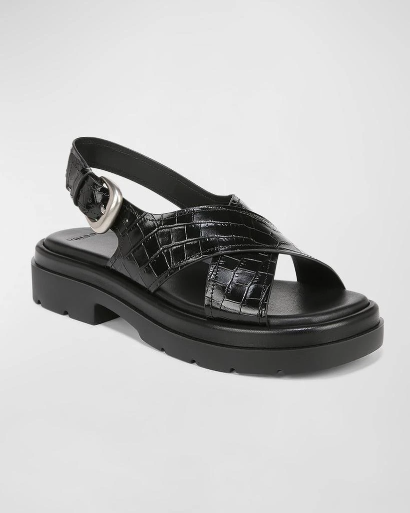 Vince Helena Croco Crisscross Slingback Sandals 3