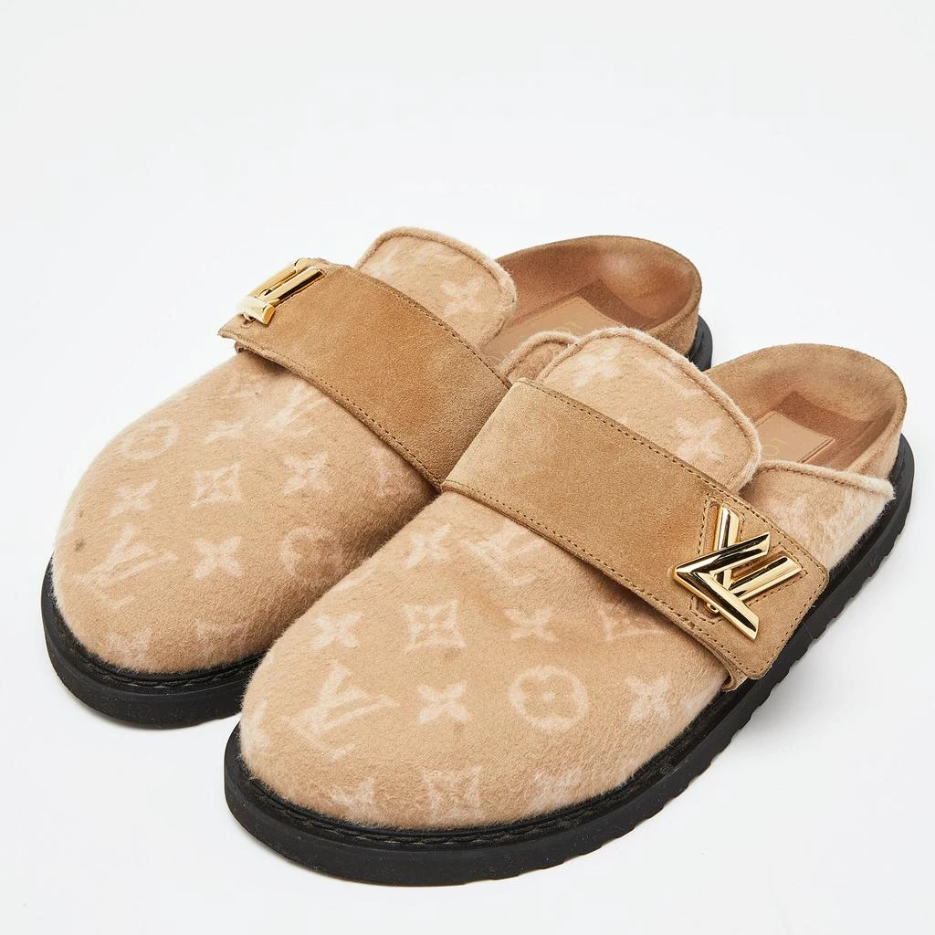 Louis Vuitton Louis Vuitton Beige Monogram Wool LV Cosy Flat Clogs Size 38 2