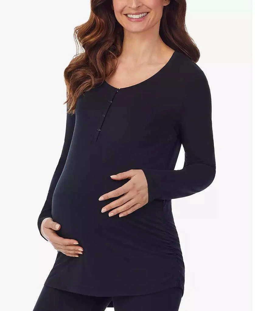 Cuddl Duds Women's Softwear with Stretch Maternity Long Sleeve Henley 1